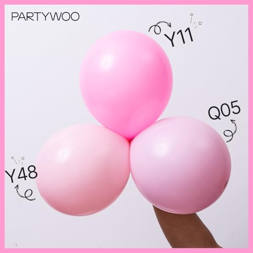 PartyWoo Pink White and Silver Balloons 66pcs 12 Inch Pink White Balloons - color: Pink, White, Metallic Silver