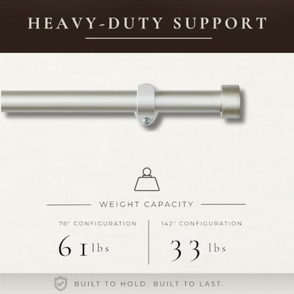 Serena Single Curtain Rod with Contemporary Cap Finial, Polished Nickel - 32"W x 142"L - color: Polished Nickel, size: 32"W x 142"L