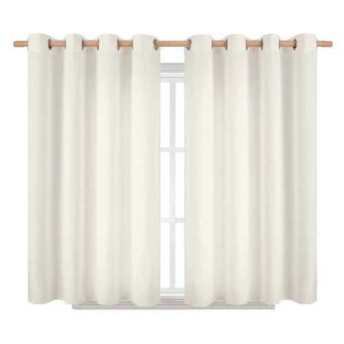 BGment Short Ivory Curtains for Bedroom, 54 Inches Long 2 Panels - color: Ivory, size: 52"W x 54"L (Pack of 2)