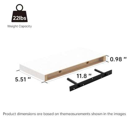 Floating Shelves for Wall,White, 11.8"L x 5.5"D x 0.98"H,Set of 2 - color: White, size: 11.8''(Thinner)
