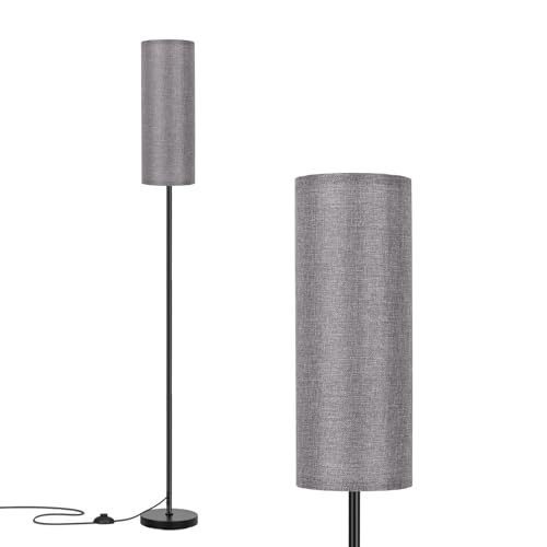 FRIDEKO HOME Grey Shade Floor Lamp, Simple Design with Foot Pedal Switch, Small Tall Lamps for Living Room Bedroom Office, Corner Floor Stand Light with Black Pole Lamp (No Bulb/No Remote) - color: Grey (No Bulb/ No Remote)