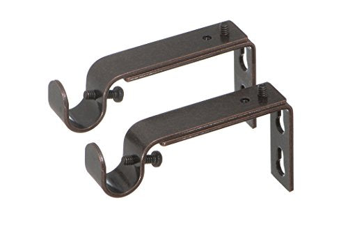 Ivilon Adjustable Brackets for Curtain Rods - for 1/2 or 5/8 Inch Rods. Set of 2 - Oil Rubbed Bronze - color: Oil Rubbed Bronze, size: Adjustable - 1/2" or 5/8" Rods