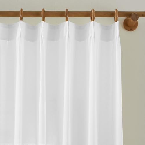 KangBang White Pinch Pleated Sheer Curtains 84 Inches Long 2 Panels - color: White, size: 42"W x 84"L (Pack of 2)
