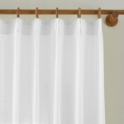 KangBang Pinch Pleated White Sheer Curtains 92 Inches Long 2 Panels - color: White, size: 42"W x 92"L (Pack of 2)