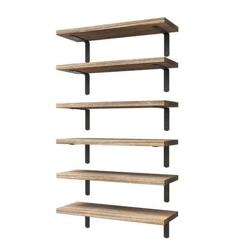 16.5 Inch Floating Shelves for Wall, Farmhouse Rustic Wall Shelves for Bedroom, Bathroom Storage, Living Room & Kitchen Decorative Shelves (Wood Color) - color: Wood Color