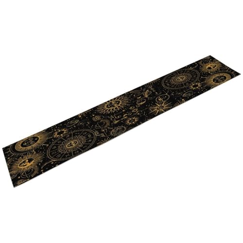 Sun Moon Table Runner,Boho Hippie Mystic Astral Celestial Tarot Constellation Moon Starry Night Tabletop Restaurant Dining Kitchen Wedding Party 13x36 Inch - color: Moon Style-14, size: W13X L36