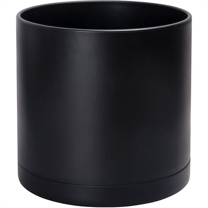 D'vine Dev Plastic Planter Pot with Saucer, 16 in, Black, 74-X-B-5 - color: Matte Black, size: 16 Inch