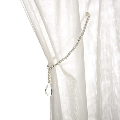 SUQ I OME Luxury Crystal Beaded Magnetic Curtain Tieback, Crystal - color: Crystal