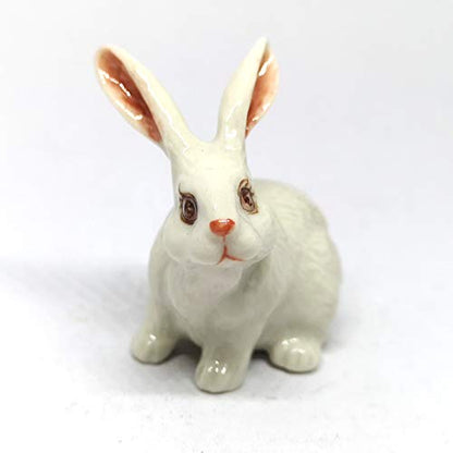 Handmade Ceramic White Rabbit Figurine, Easter and Shelf Decor