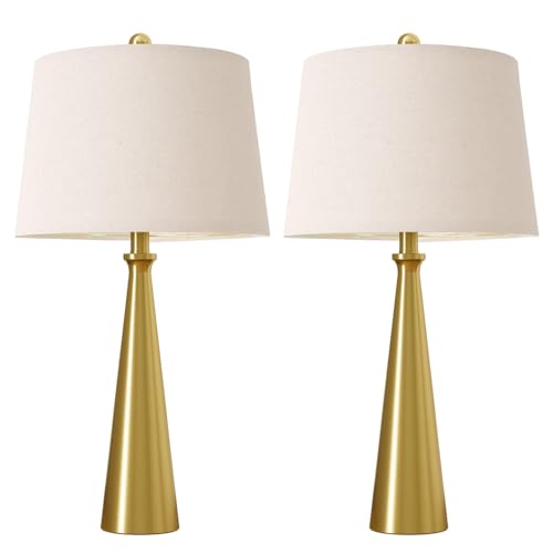 Oneach 25.75" Modern Table Lamp for Bedroom Set of 2, USB C Port, Gold - color: Brass