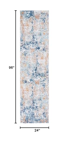 SAFAVIEH Aston Collection Runner Rug - 2' x 8', Navy & Gold, Modern Abstract Design, Non-Shedding & Easy Care, Ideal for High Traffic Areas in Living Room, Bedroom (ASN710L) - color: Navy/Gold, size: 2' x 8' (Runner)