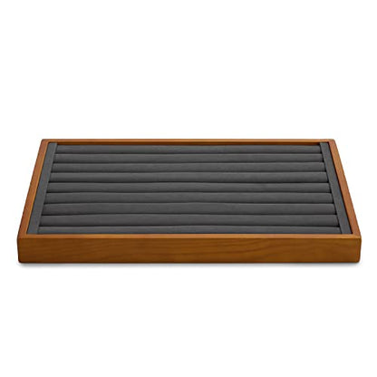 Oirlv Solid Wood Jewelry Tray Ring Earring Display Showcase Jewelry Organizer - color: Grey ring tray