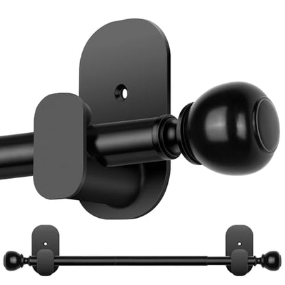 USFOOK Black Curtain Rods No Drilling 32 to 58 Inch, Adhesive Window Rod - color: Black, size: 32-58"