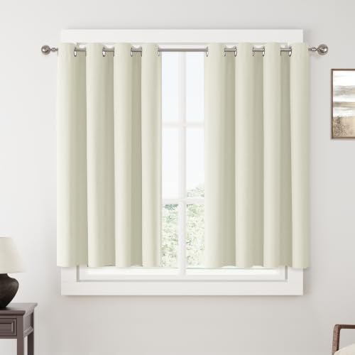 ChrisDowa Ivory Blackout Curtains 45 Inches Long 2 Panels for Bedroom - color: Ivory, size: 52"W x 45"L (Pack of 2)