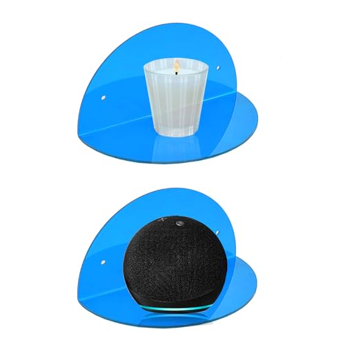 ROYALITA 2-Pack Small Acrylic Shelves Room Decor Floating Shelves, Blue - color: Blue