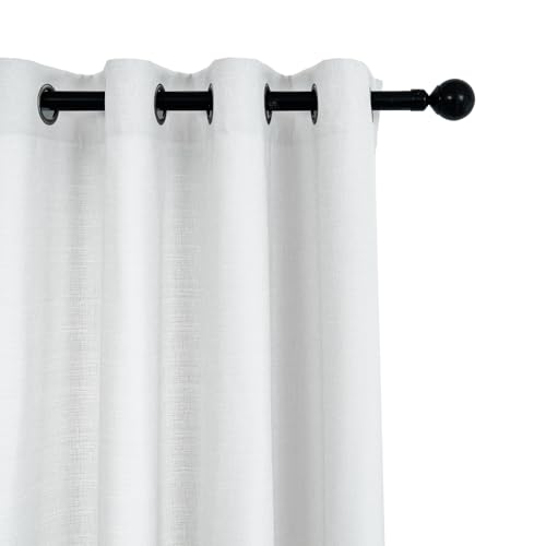 Linen Blended Rustic Curtains 72 inch Length 2 Panels for Living Room Pinch Pleat Textured Thick Light Filtering Privacy Window Drapes Grommet Top for Bedroom 6ft (52x72 White) - color: White, size: 52"W x 72"L (Pack of 2)