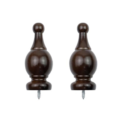 T Tulead Wood Curtain Rod Finials Decorative Drapery Rod Finials 2PCS - style: Brown,1.1", 2PCS