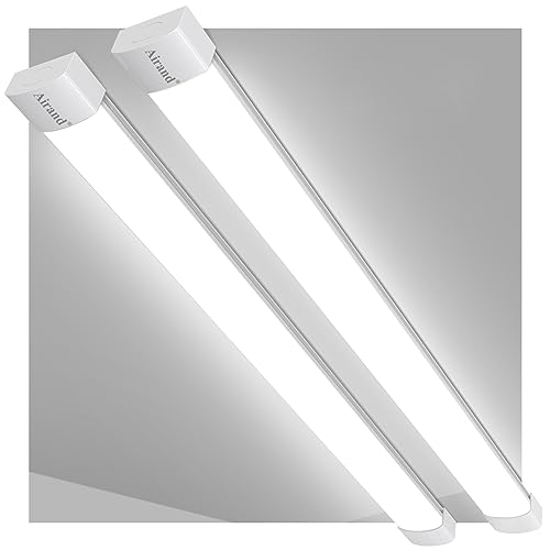 Airand Utility LED Shop Light Fixture 2PCS 4FT Linkable Plug in LED Tube Light for Kitchen Bathroom Garage Basement Office, Long LED Shoplight, Corded Electric with ON/Off Switch, IP66 Waterproofing - size: 4FT/2PCS