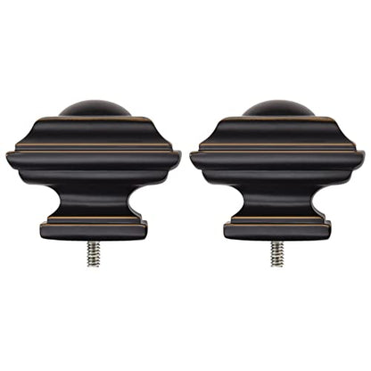 KAMANINA Square Finials for Curtain Rods 1 and 7/8 Inch, Set of 2, Black - color: Black