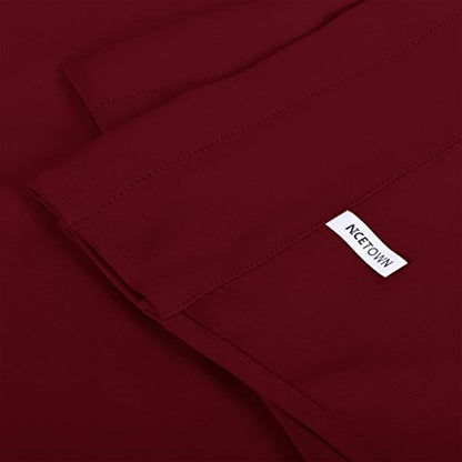NICETOWN 2 Panels Red Kitchen Blackout Valances for Windows, 42W x 18L - color: Burgundy Red, size: 42"W x 18"L (Pack of 2)