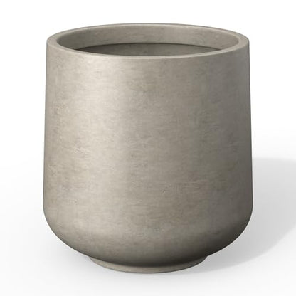 Kante Accent Round Curved Weathered Concrete Planter 13" Dia, Outdoor - color: Weathered Concrete, size: 13" D