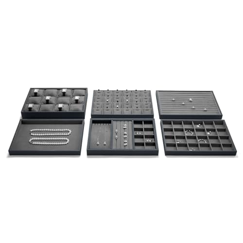 Grey Microfiber Flat Jewelry Catchall Display Organizer Tray - size: 1 Grid