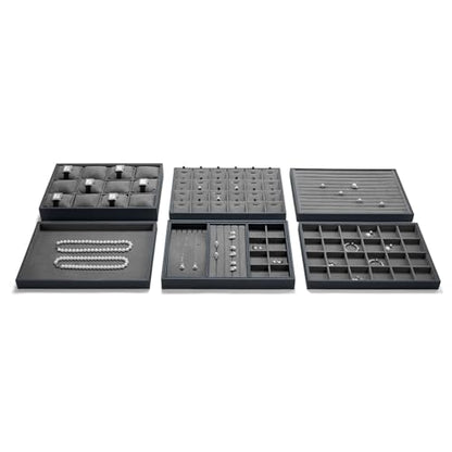 Grey Microfiber 12 Grid Jewelry Display Organizer Tray - size: 12 Grid