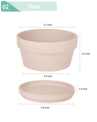 vensovo 5.7 Inch Pink Terracotta Succulent Pots with Saucers, 6 Pack - color: Pink, size: 5.7 Inch