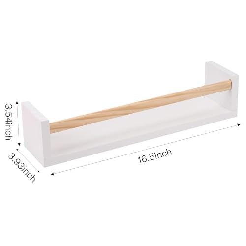 Fixwal Floating Nursery Book Shelves for Wall, 16.5 Inches, Set of 3 - color: White and Natural, size: 16.5inches