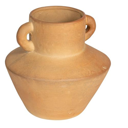Bloomingville Round Stoneware Vase with Reactive Glaze Finish and Vertical Handles, Terra Cotta - color: Terra Cotta Color