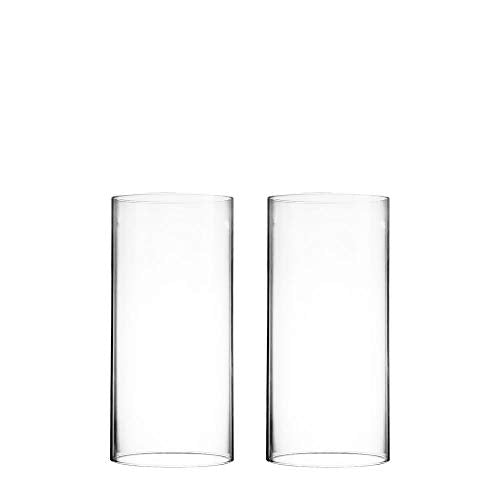 CYS EXCEL 2 PCS (H:10" D:4.75") Open Ended Glass Hurricane Candleholder Tube Shade | Multiple Size Choices Open Flame Candle Chimney Tube Cover | Bottomless Cylinder - size: 4.75" Wide x 10" Tall