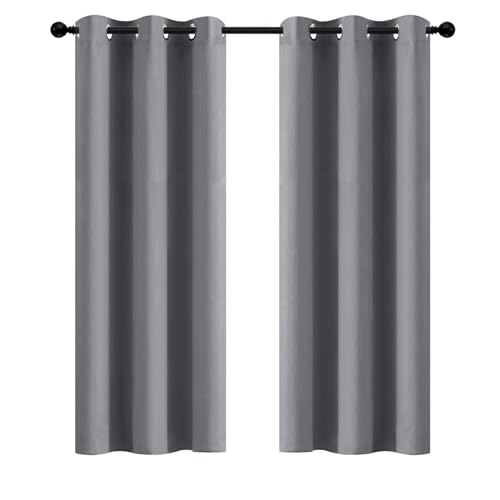 Yakamok Grey Room Darkening Curtains 42x72 inch Gray Grommet-Living Room - color: Grey, size: 42"W x 72"L (Pack of 2)
