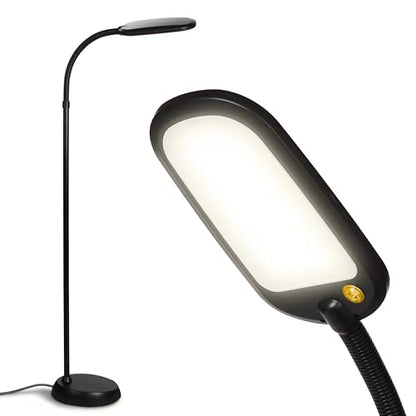 Brightech Litespan Slim LED Floor Reading Lamp - Tall with Adjustable Gooseneck, Dimmable for Living Rooms, Offices & Bedrooms - Black - color: Black