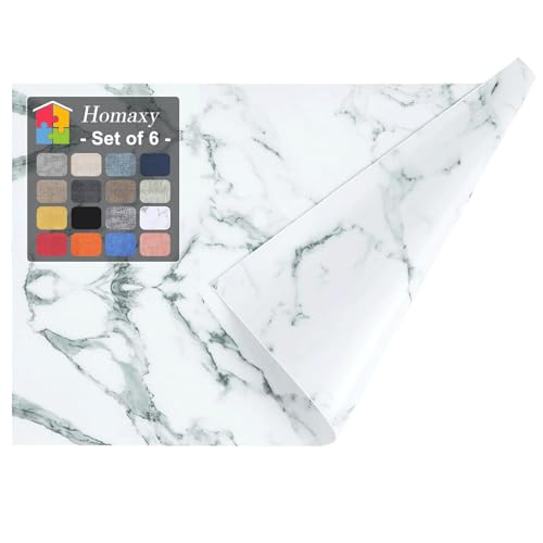Homaxy PU Faux Leather Placemats for Dining Table, Set of 6, Marble - color: Marble