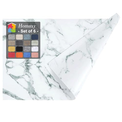 Homaxy PU Faux Leather Placemats for Dining Table, Set of 6, Marble - color: Marble