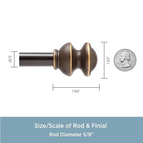 Kenney Kendall Knob Window Curtain Rod, Adjustable Curtain Rod for Windows 30 to 86 Inches, Extendable Curtain Rod Set, Oil Rubbed Bronze Curtain Rod - color: Oil Rubbed Bronze, size: 30-86"