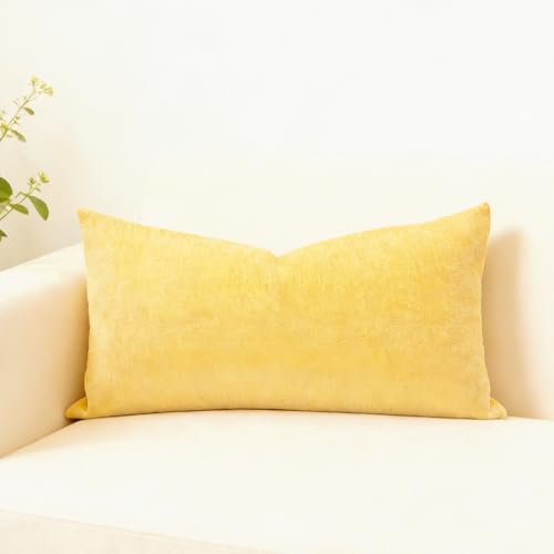 Slow Cow Chenille Lumbar Throw Pillow Cover 12 x 24 Inches Yellow - color: D-chenille Yellow, size: 24" x 12" (Pack of 1)