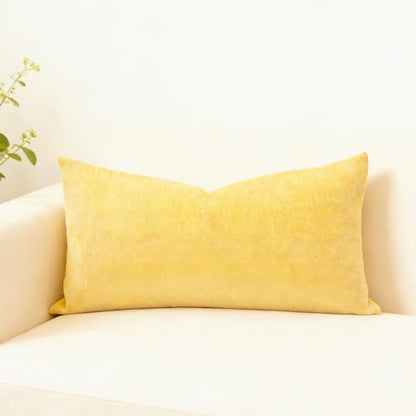 Slow Cow Chenille Lumbar Throw Pillow Cover 12 x 24 Inches Yellow - color: D-chenille Yellow, size: 24" x 12" (Pack of 1)