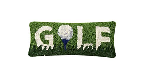 Peking Handicraft 30TG485C05OB Blown Filled Hook Throw Pillow, 12-inch Length, Wool and Cotton (Golf)