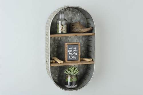 Primitives by Kathy Washtub Wooden Double Shelf 9.50" x 17.25" x 4.50"
