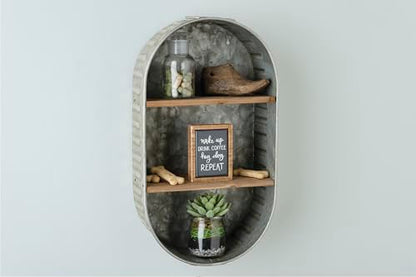 Primitives by Kathy Washtub Wooden Double Shelf 9.50" x 17.25" x 4.50"