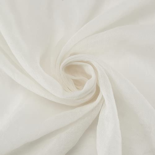 No. 918 Genevieve 2-Pack Linen Weave Sheer Semi-Sheer Rod Pocket Curtain Panel Pair, Cream, 50" W x 120" L (2 Panels) - color: Cream, size: 50"W x 120"L (Pack of 2)