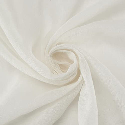 No. 918 Genevieve 2-Pack Linen Weave Sheer Semi-Sheer Rod Pocket Curtain Panel Pair, Cream, 50" W x 120" L (2 Panels) - color: Cream, size: 50"W x 120"L (Pack of 2)