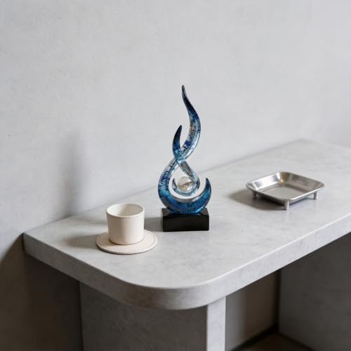 Modern Abstract Art Table Decoration,Resin Flame Statue Modern Centerpiece Ornaments for Living Room Great Gift Idea Home Decor,Collectibles (Blue foil) - color: Blue Foil