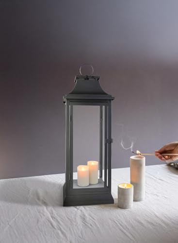 Serene Spaces Living 25" Tall Black Decorative Hurricane Lantern with Clear Glass Panels - Indoor Lantern and Outdoor Lantern for Porch, Events, Parties, & Table Top Decor - Extra Large Lantern - size: Extra Large - Black
