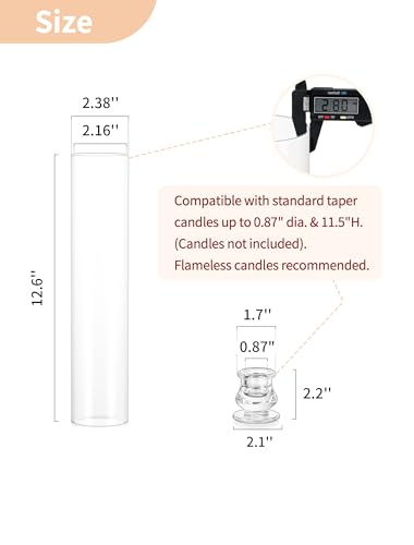 NUPTIO Hurricane Glass Candle Holders Bulk for Wedding - 12.6" H Set of 30