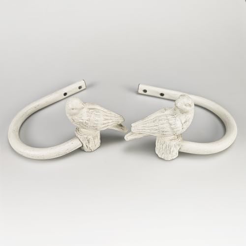 Curtain Drapery Holdbacks with Resin Bird, Wall Mount Drapery Hooks Holders, Set of 2, White, Suitable for Drywall - color: White