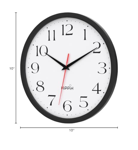 HIPPIH 10 Inch Wall Clock, 2Pack Silent Non Ticking Battery Operated Clocks - color: With Red Second Hand, size: 10 inches