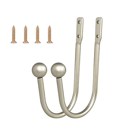 Curtain Holdback, 4 Pcs Wall Mounted Drapery Tiebacks with Screws, Heavy Duty Metal Decorative Window Drapery Holder Curtain Hook, Silver - color: 4 Pcs, Silver