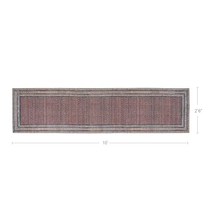 Rusty Rhythm 2'6" x 10' Burgandy Runner Rug - Persian-inspired design - size: 2'6" x 10' (Rectangular)